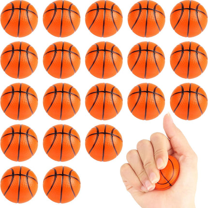 20-Pack Mini Basketball Stress Balls, Foam Squeeze Balls for Kids, Party Favors
