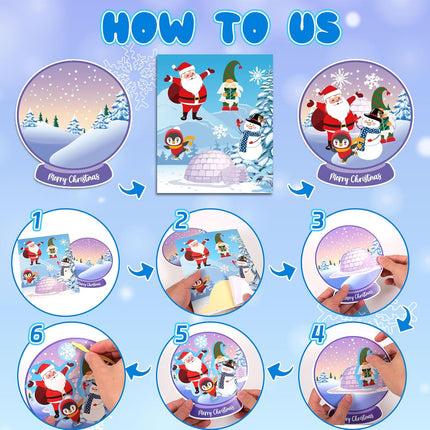 24 PCS Winter Christmas Craft Kits Snowman Stickers DIY Xmas Ornaments