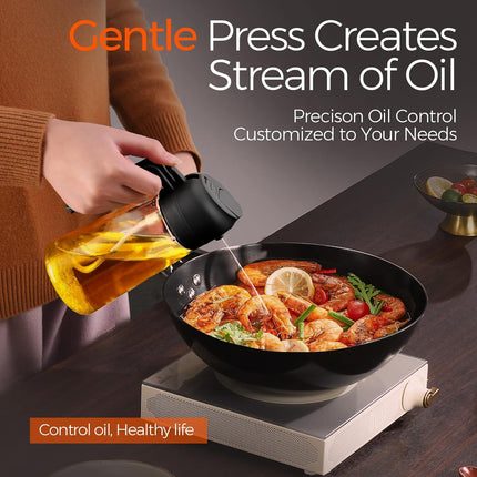 16oz Glass Olive Oil Sprayer – 2-in-1 Oil Dispenser with Portion Control