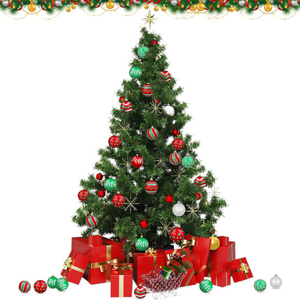 24PCS Christmas Ball Ornaments Painting and Glitter Red Green White 8 Patterns