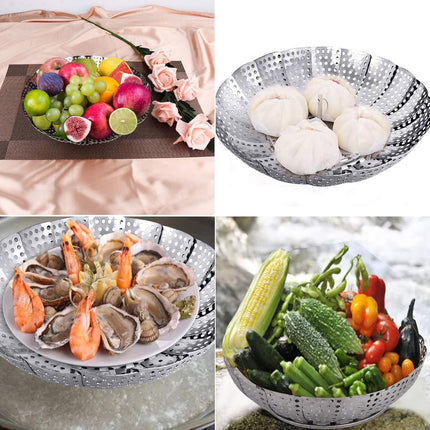 Folding Veggie Steamer Basket – Expandable Stainless Steel Insert for Cooking