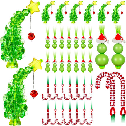 40PCS Christmas Beaded Ornament Kit – DIY Trees, Candy Canes & Calabashes