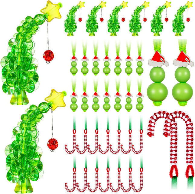 40PCS Christmas Beaded Ornament Kit – DIY Trees, Candy Canes & Calabashes