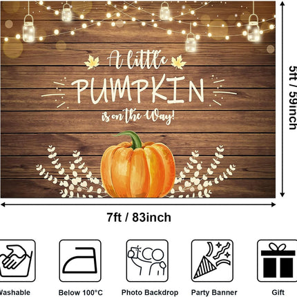 Fall Baby Shower Backdrop 7x5ft – “A Little Pumpkin is on the Way”