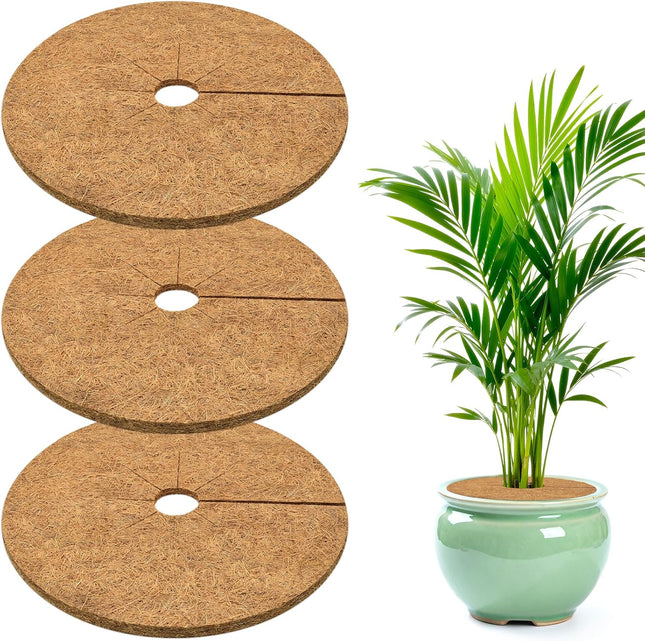 3 Pack 11.8 Inch Coconut Coir Mulch Rings Natural Tree Protector Mats for Indoor Outdoor Plants