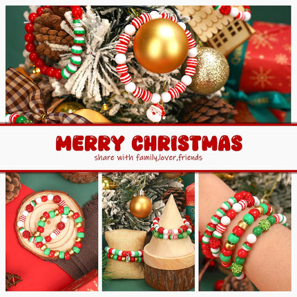 500PCS Christmas Beads for Bracelets Pony Beads & Holiday Charms for Xmas Party Decor