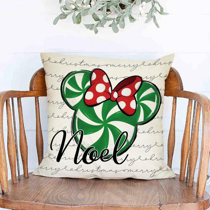 4PCS Christmas Throw Pillow Covers – 18"x18", Candy Cane & Wreath Design