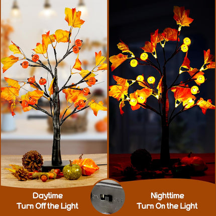 LED Pumpkin Maple Tree 22" Lighted Fall Thanksgiving Halloween Indoor Decoration