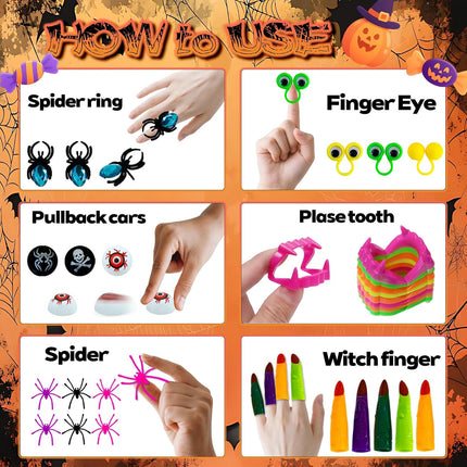 201-Piece Halloween Party Favors Set, Non-Candy Toys, Goodie Bags & Stickers