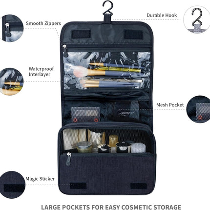 Large Capacity Toiletry Bag with Hanging Hook – Waterproof Travel Cosmetic Organizer