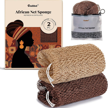African Net Sponge Shower Loofah, Exfoliating Body Scrubber for Men & Women