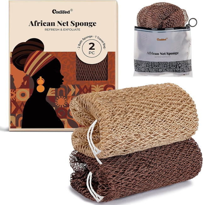 African Net Sponge Shower Loofah, Exfoliating Body Scrubber for Men & Women
