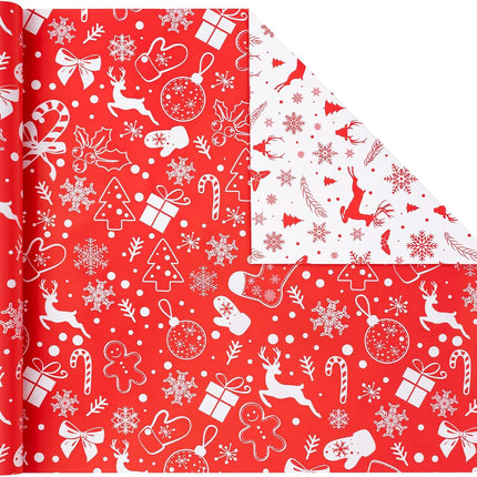 3PCS Small Christmas Wrapping Paper Rolls – 17"x198" Reversible Gift Wrap