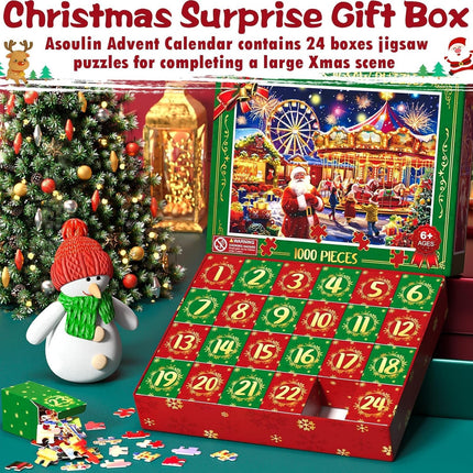 1000-Piece Christmas Puzzle Advent Calendar 2024 – Fun for Adults & Kids Holiday Countdown