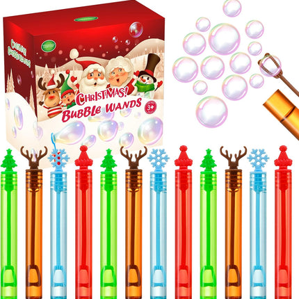 60-Pack Christmas Bubble Wands – Mini Bubble Toys for Holiday Party Favors