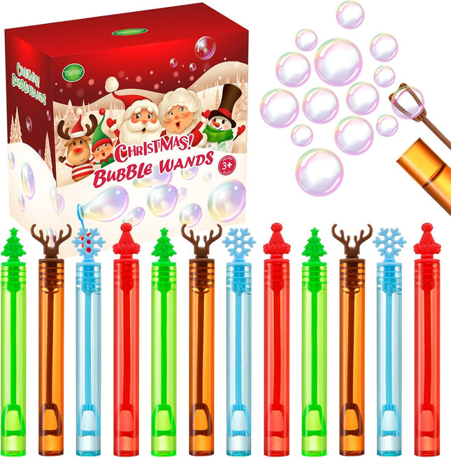60-Pack Christmas Bubble Wands – Mini Bubble Toys for Holiday Party Favors