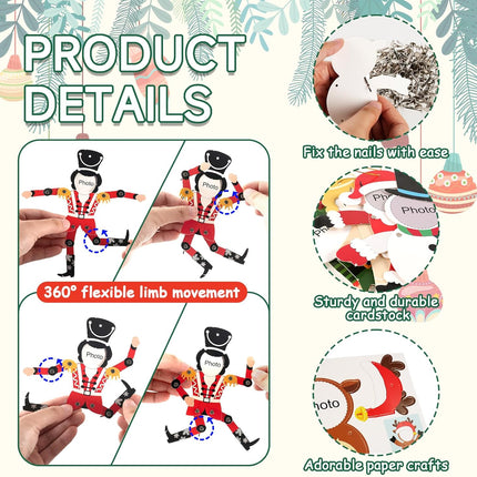 28PCS DIY Christmas Photo Frames – Snowman, Angel & Reindeer Ornaments