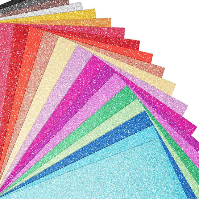40 Sheets Glitter Cardstock Paper A5, 20 Colors No-Shed Sparkly Craft Paper, 250 GSM
