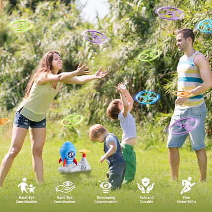 Kids Flying Disc Launcher Toy Backyard Summer Outdoor Game Ages 3+