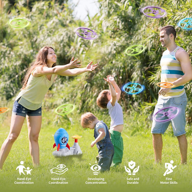 Kids Flying Disc Launcher Toy Backyard Summer Outdoor Game Ages 3+
