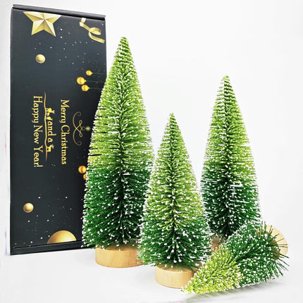 4PCS Mini Christmas Trees – Gradation Green Bottle Brush Tabletop Decor