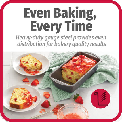 2 Pack 8x4 Nonstick Loaf Pans Heavy Duty Steel Bread Baking Bakeware Gray