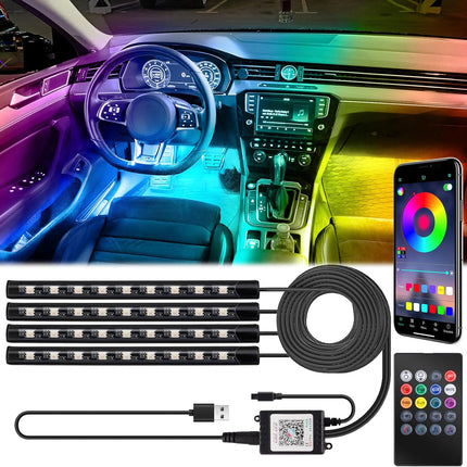 Car Interior LED Light Strip with App & Remote Control, Music Sync Ambient Lighting