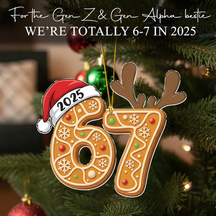 67 Christmas Ornament – Funny 2025 Meme Acrylic Hanging Decor for Teens & Adults