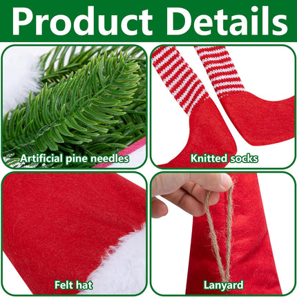 2PCS Hanging Gnome Wreaths – Artificial Pine Xmas Door & Wall Decor
