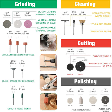 306PCS Rotary Tool Accessories Kit – Fits Dremel, Cutting, Sanding & Polishing
