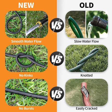 Portable Garden Hose 25 Feet with Durable Brass Fittings Outdoor Water Pipe
