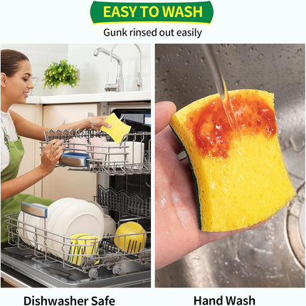 24-Pack Heavy Duty Scrub Sponge – Eco Cellulose for Dishes & Household Cleaning