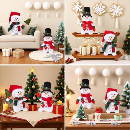 2 Christmas Plush Snowman Tabletop Decorations Snowman Ornaments for Festive Home Decor