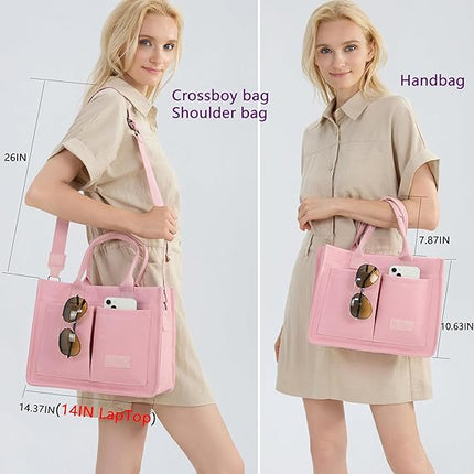 Women’s Canvas Tote Bag with Crossbody Strap Large Work Handbag