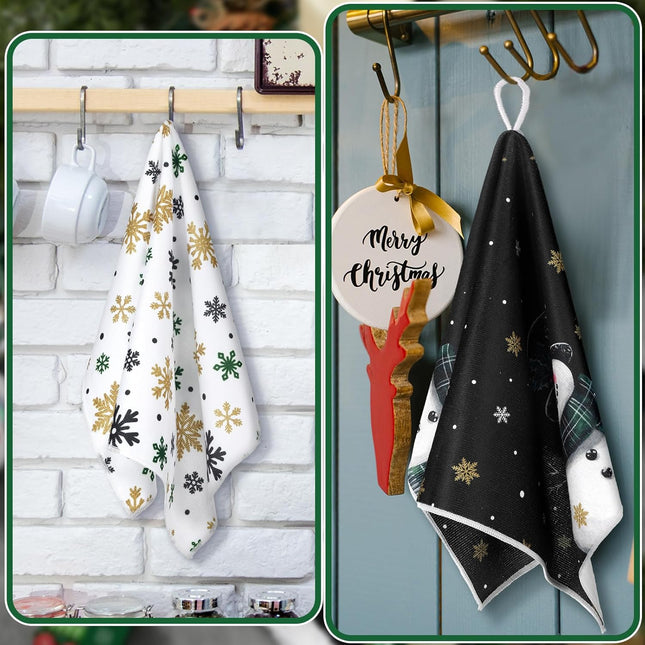 6PCS Christmas Kitchen Towels – Snowman, Snowflakes, and Christmas Tree Dish Towels