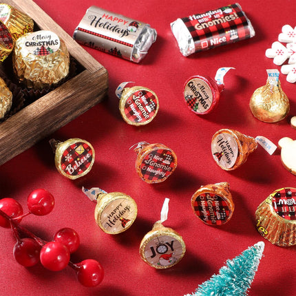 504-Pcs Christmas Kisses Stickers – Mini Round Labels for Candy & Party Favors