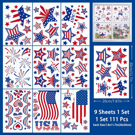 4th of July Window Clings Patriotic USA Stars Independence Day Decor
