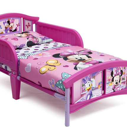 Disney Minnie Mouse Plastic Toddler Bed with Guardrails, Steel Frame, Ages 15 Months+