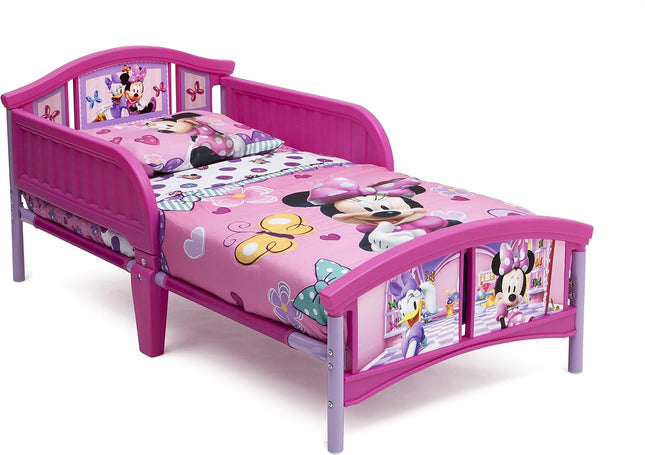 Disney Minnie Mouse Plastic Toddler Bed with Guardrails, Steel Frame, Ages 15 Months+