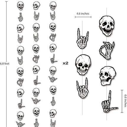6-Piece Halloween Skull Garland, Skeleton Finger Party Banner for Haunted House Decor