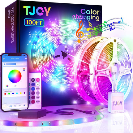 LED Strip Lights 100ft – RGB, Bluetooth Music Sync, Remote & App Controlled