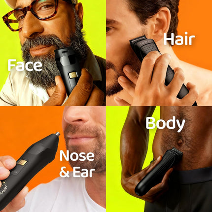 10-in-1 Electric Beard & Nose Hair Trimmer, Cordless Men's Grooming Kit, Black