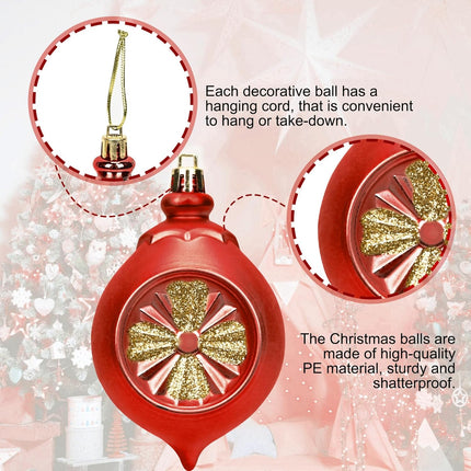 100PCS Gold, Red & Green Christmas Balls with Tree Topper – Shatterproof