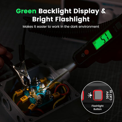 Smart Automotive Test Light – 0.8V-100V, Buzzer Circuit Tester, Flashlight, Sharp Probe