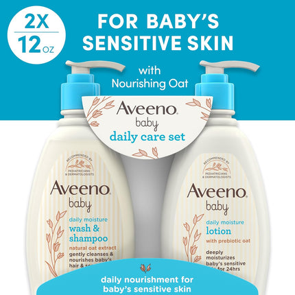 Daily Care Gift Set with Prebiotic Oat – Lotion & 2-in-1 Baby Wash, Paraben-Free