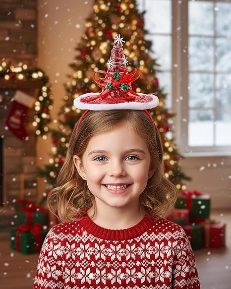 2PCS Santa Hat Headbands – Merry Christmas Hair Accessories for Women & Girls