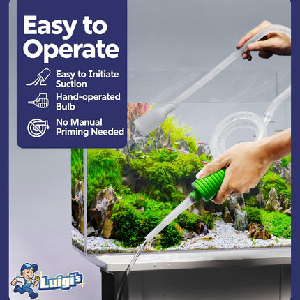 Aquarium Gravel Vacuum Cleaner Hand Siphon Hose for Fish Turtle Tank Water Changes
