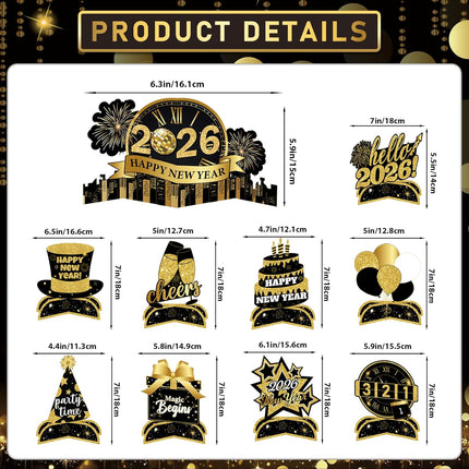 10-Piece Happy New Year 2026 Centerpieces – NYE Party Table Decor