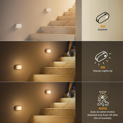 2 Pack Rechargeable Motion Sensor Night Lights USB-C Warm White LED