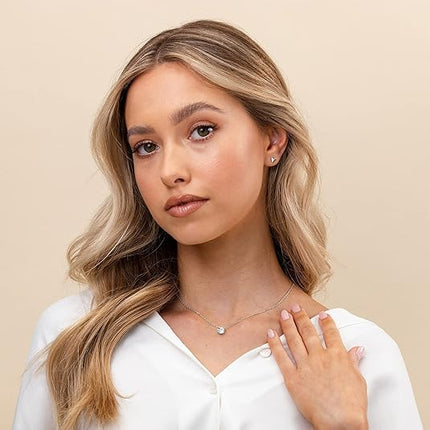14K Gold Plated 1.5ct CZ Solitaire Necklace Dainty Choker Women Jewelry